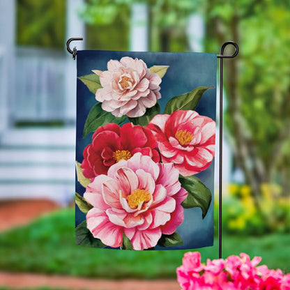Multicolor Camellias Suede Garden Flag | Plow & Hearth