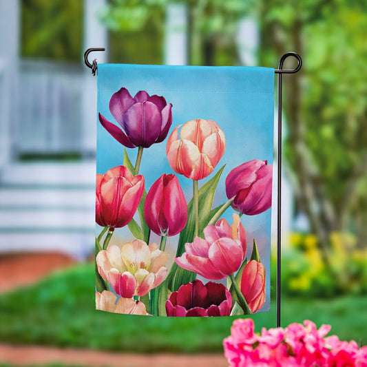 Tulip Palooza Suede Garden Flag | Plow & Hearth