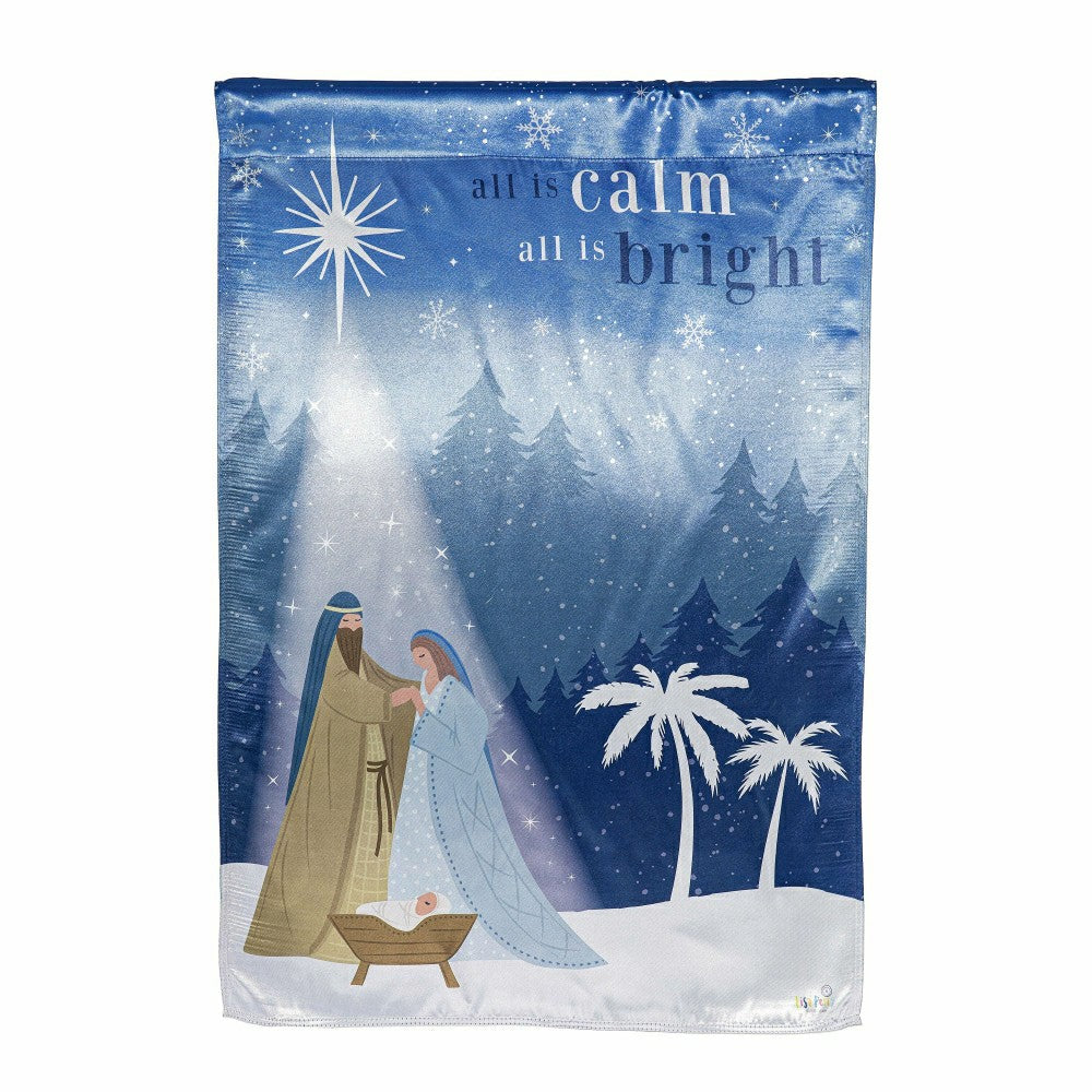 All is Calm Nativity Lustre House Flag | Plow & Hearth