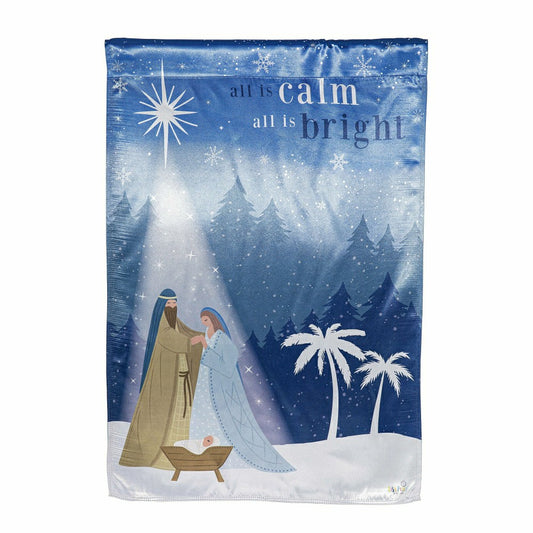 All is Calm Nativity Lustre House Flag | Plow & Hearth