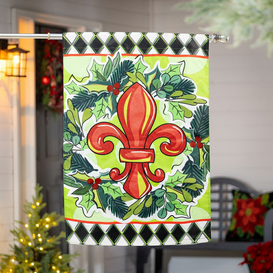 Holiday Fleur De Lis Applique House Flag | Plow & Hearth