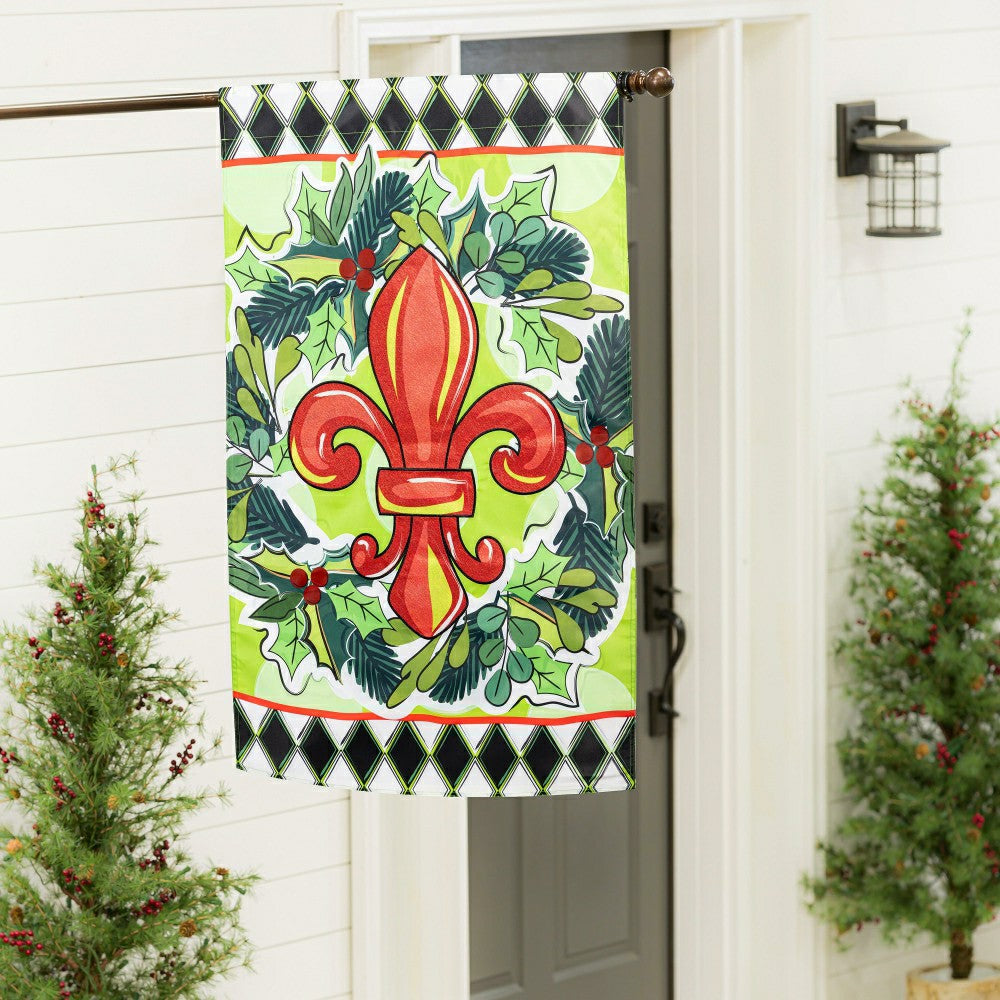 Holiday Fleur De Lis Applique House Flag | Plow & Hearth
