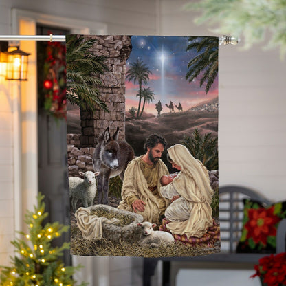 Brilliant Nativity Suede House Flag | Plow & Hearth