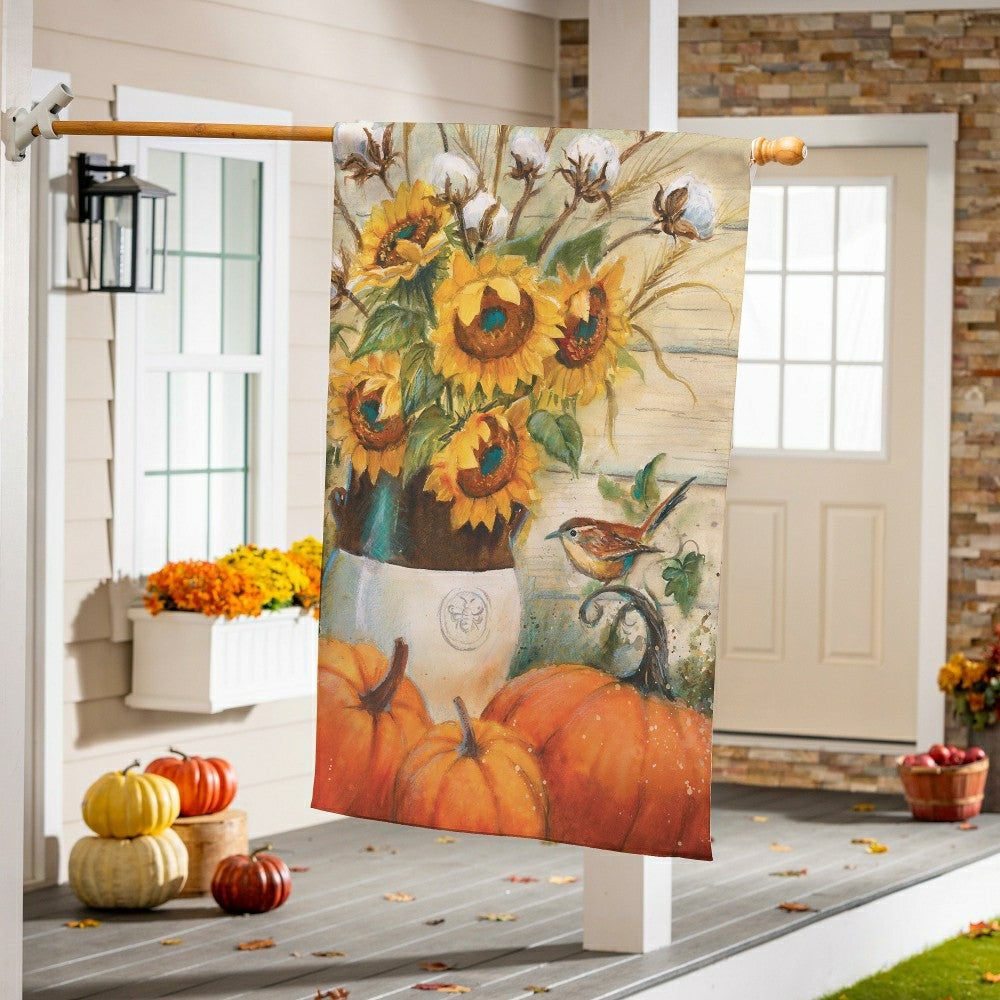 Cotton & Sunflowers Suede House Flag | Plow & Hearth