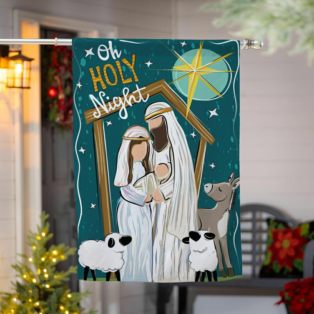 Oh Holy Night Burlap House Flag | Plow & Hearth