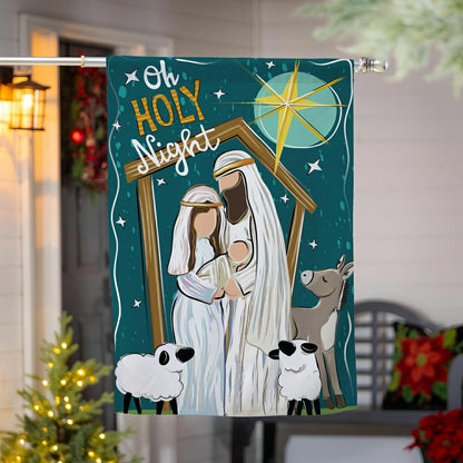 Oh Holy Night Burlap House Flag | Plow & Hearth