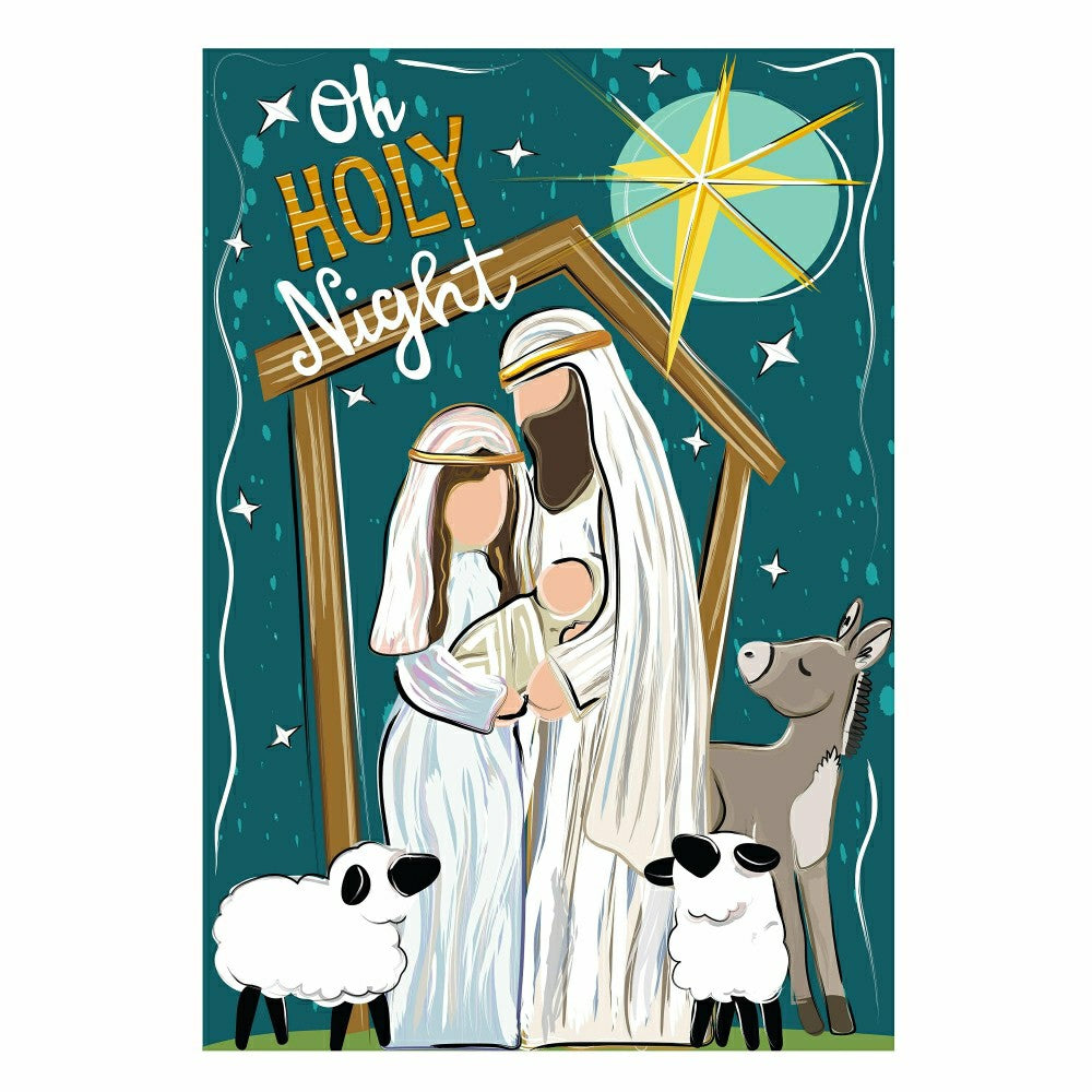 Oh Holy Night Burlap House Flag | Plow & Hearth
