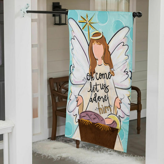Oh Come Let Us Adore Him Applique House Flag | Plow & Hearth