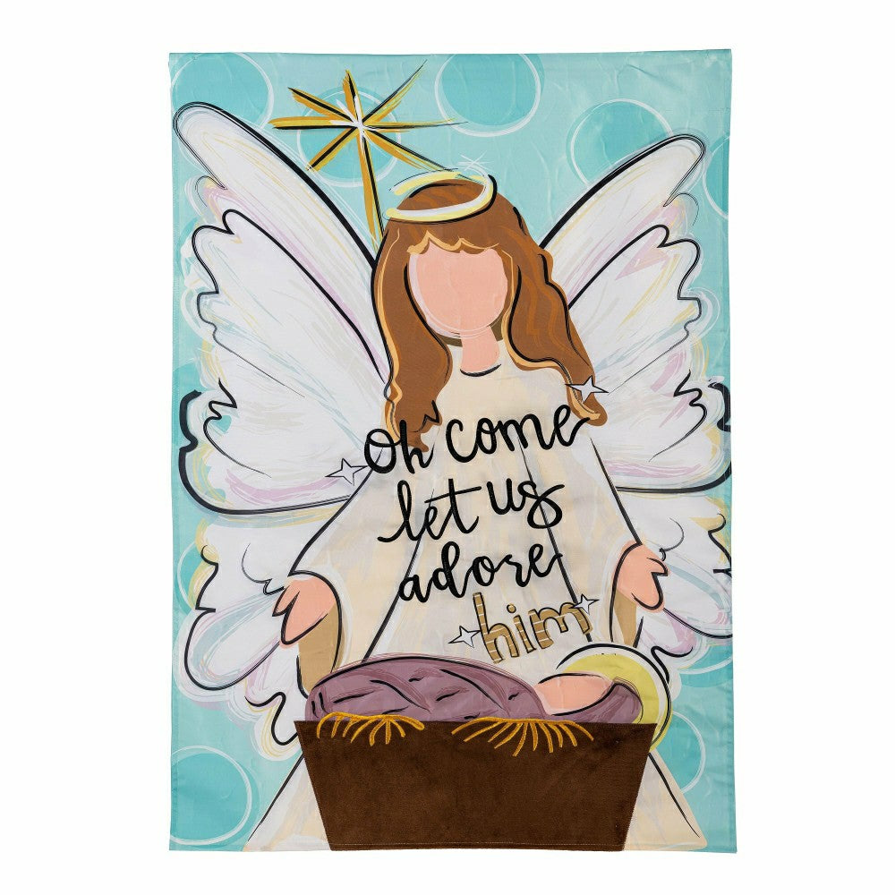 Oh Come Let Us Adore Him Applique House Flag | Plow & Hearth