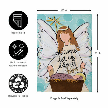Oh Come Let Us Adore Him Applique House Flag | Plow & Hearth