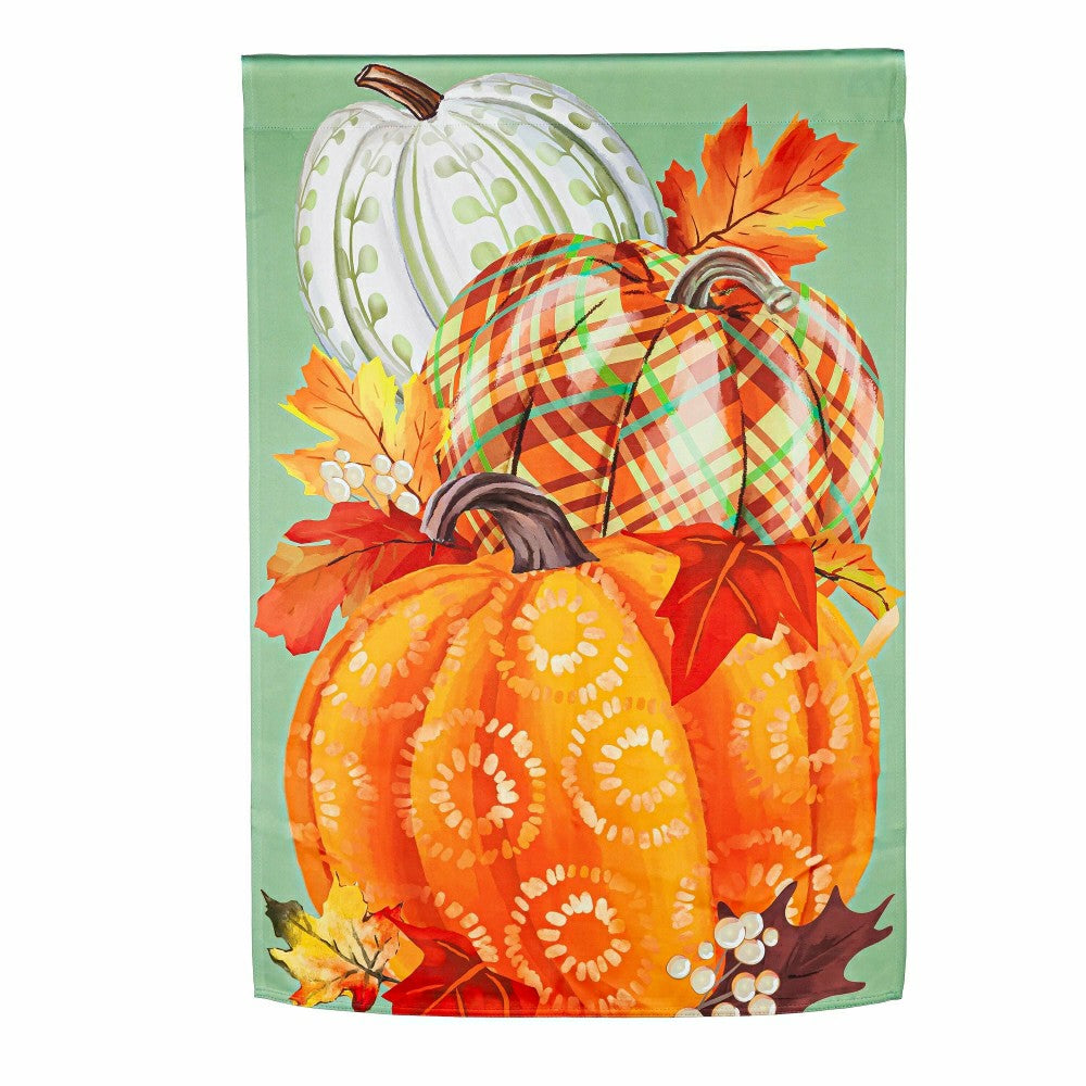Painted Fall Pumpkins Suede House Flag | Plow & Hearth