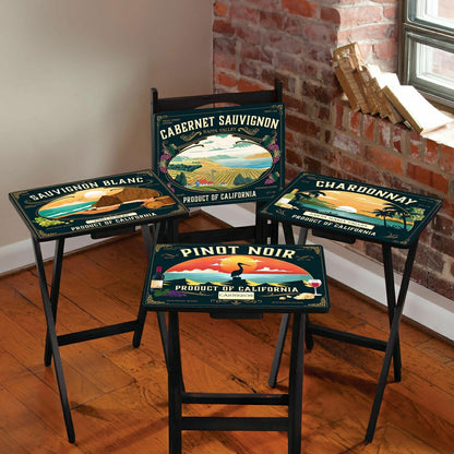 California Wine Label TV Tray Set of 4 | Plow & Hearth