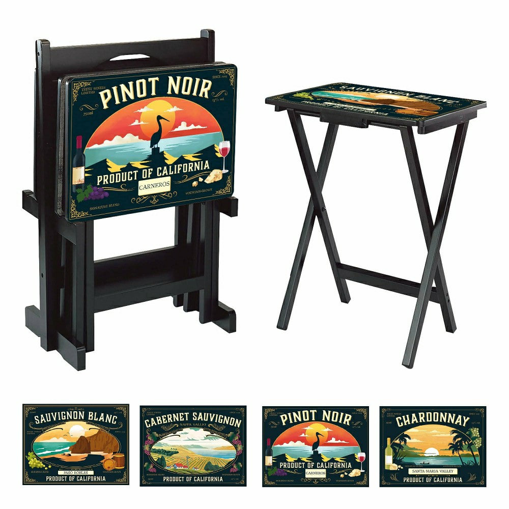 California Wine Label TV Tray Set of 4 | Plow & Hearth