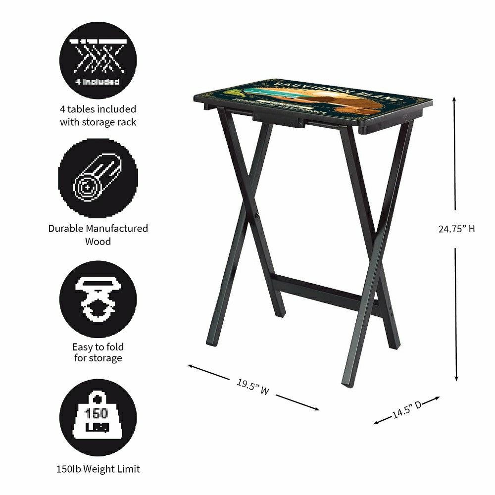 California Wine Label TV Tray Set of 4 | Plow & Hearth