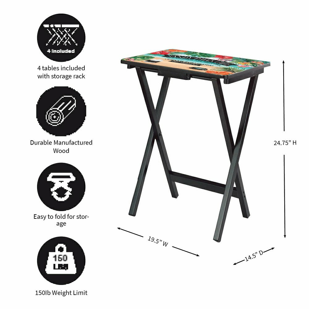 Beach Vacation TV Tray Set of 4 | Plow & Hearth