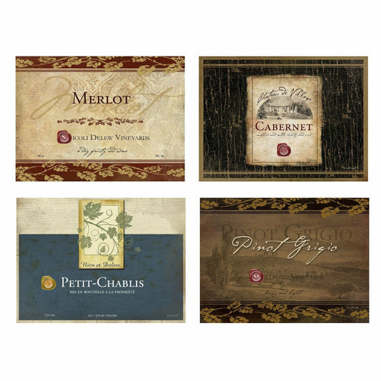 Rustic Wine Labels TV Tray Set of 4, with Stand | Plow & Hearth