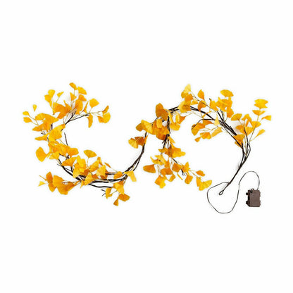 Indoor/Outdoor Lighted Yellow Gingko Garland | Plow & Hearth