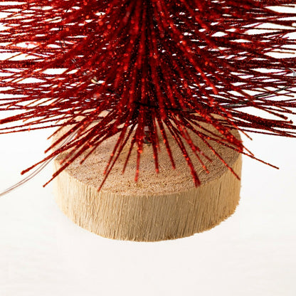 Red Wooden LED Tabletop Holiday Trees, Set of 3 | Plow & Hearth