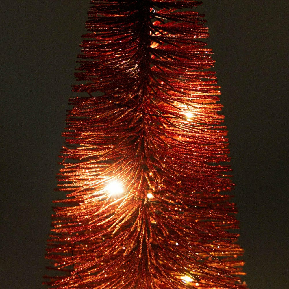 Red Wooden LED Tabletop Holiday Trees, Set of 3 | Plow & Hearth