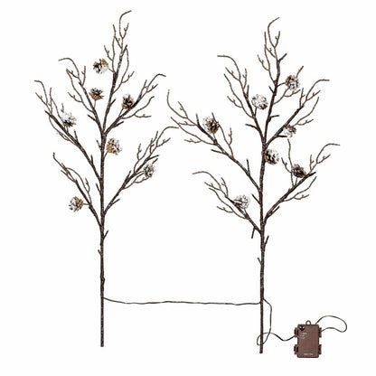 Winter Grove Stem Pine Cone Frosted LED Artificial Branch, 30"H | Plow & Hearth