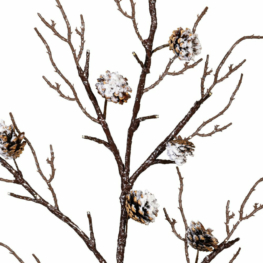 Winter Grove Stem Pine Cone Frosted LED Artificial Branch, 30"H | Plow & Hearth