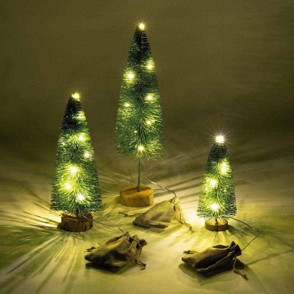 Set of Three Green Tabletop Trees | Plow & Hearth