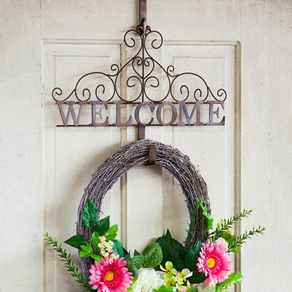 Metallic Copper Fleur-de-Lis Welcome Wreath Holder | Plow & Hearth