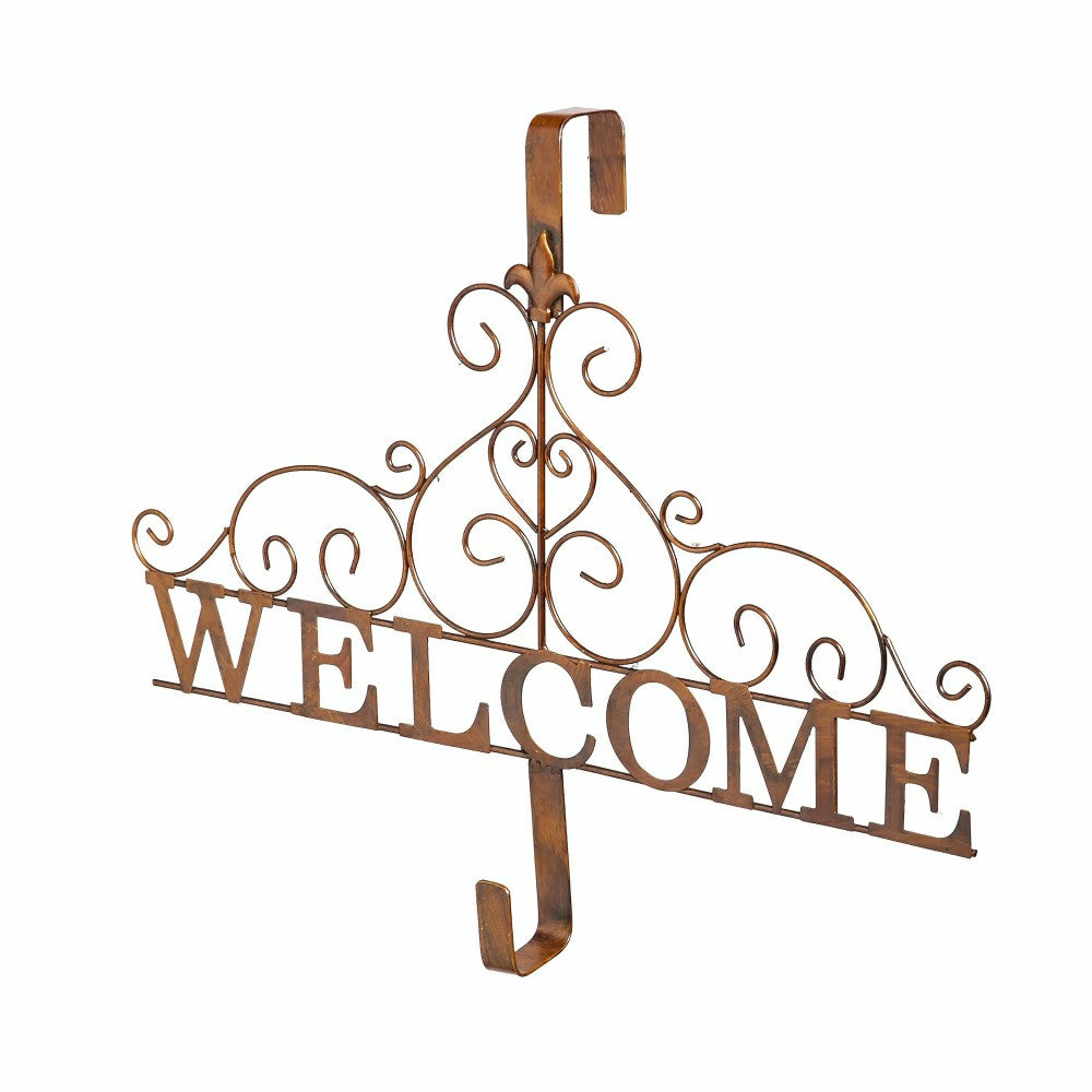 Metallic Copper Fleur-de-Lis Welcome Wreath Holder | Plow & Hearth