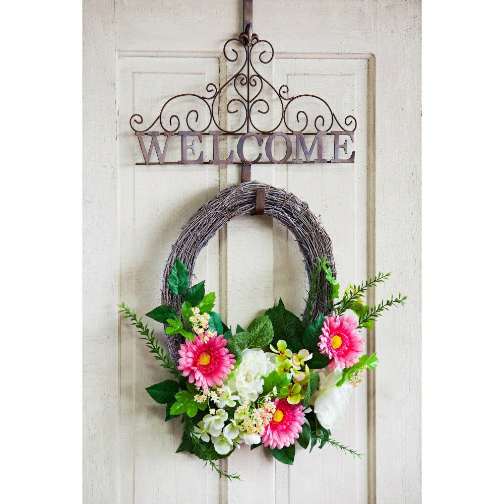 Metallic Copper Fleur-de-Lis Welcome Wreath Holder | Plow & Hearth