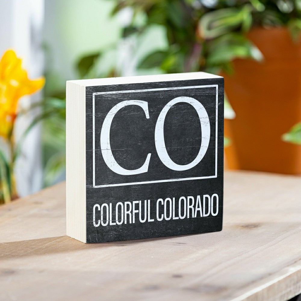 State Sign Wood Block Colorado 6"x6" | Plow & Hearth