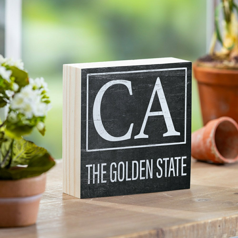 State Sign Wood Block California 6"x6" | Plow & Hearth
