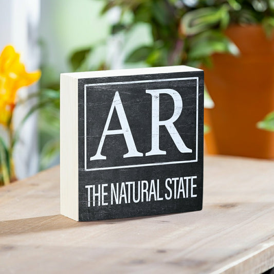 State Arkansas Sign Wood Block, 6"x6" | Plow & Hearth