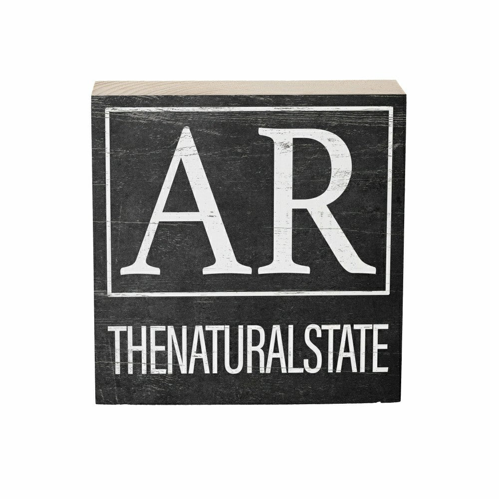State Arkansas Sign Wood Block, 6"x6" | Plow & Hearth