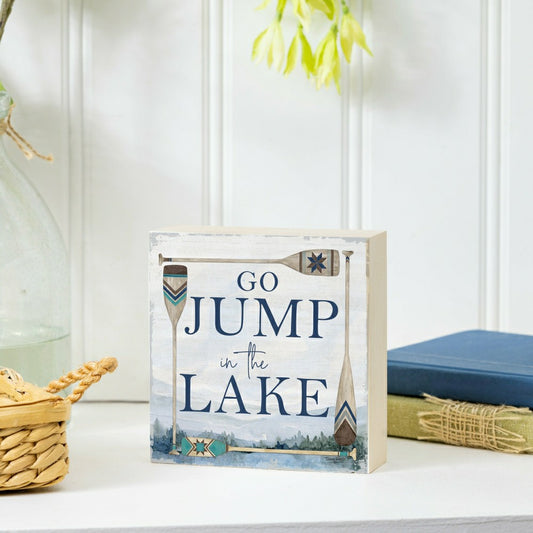 Lake Living Wooden Plock Lake Go Jump 6x6" | Plow & Hearth