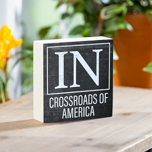 State Sign Wood Block Indiana 6"x6" | Plow & Hearth