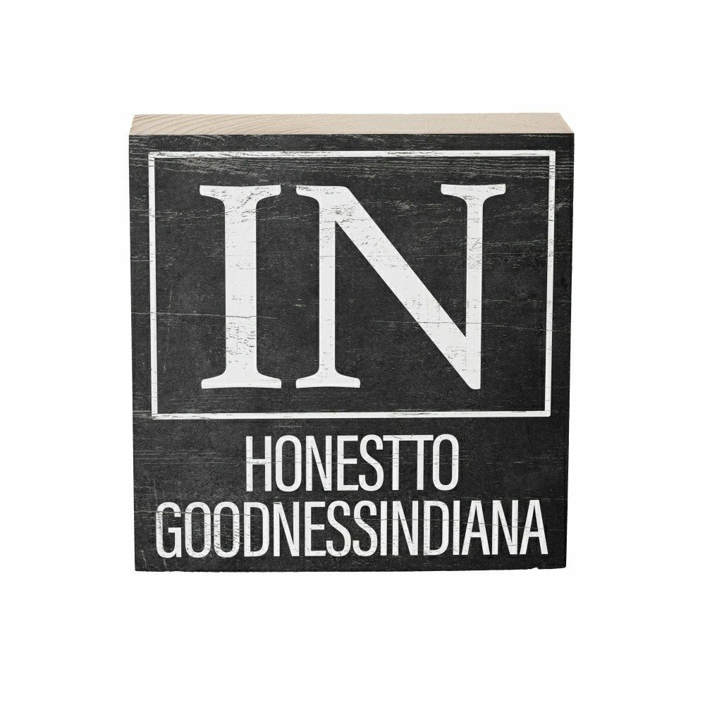 State Sign Wood Block Indiana 6"x6" | Plow & Hearth