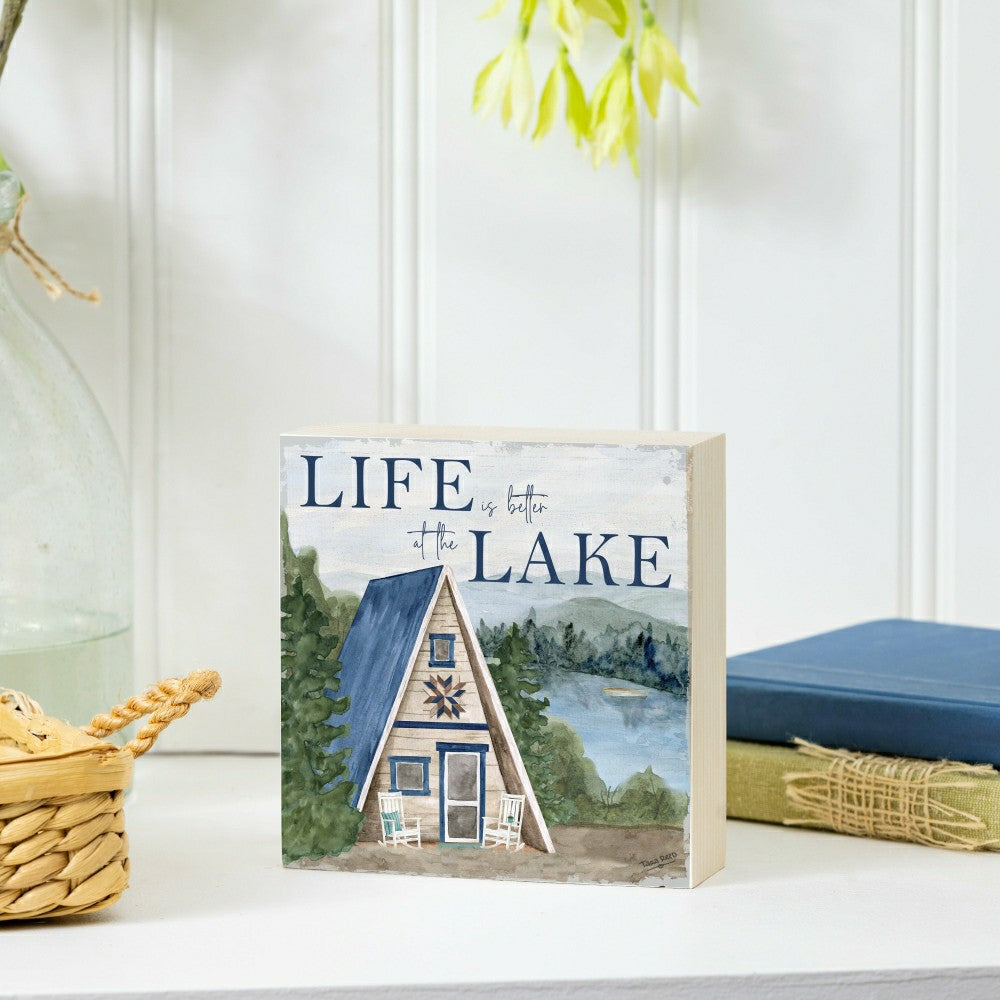 Lake Living Wooden Plock Life is Better 6x6" | Plow & Hearth