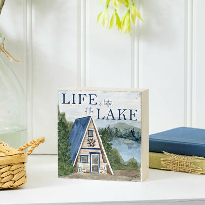 Lake Living Wooden Plock Life is Better 6x6" | Plow & Hearth