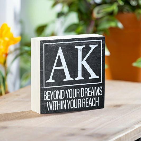 State Alaska Sign Wood Block,6"x6" | Plow & Hearth