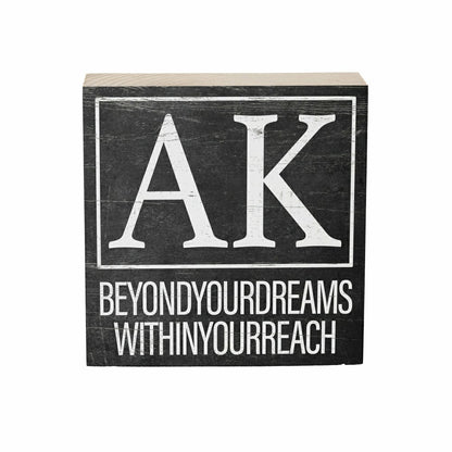State Alaska Sign Wood Block,6"x6" | Plow & Hearth