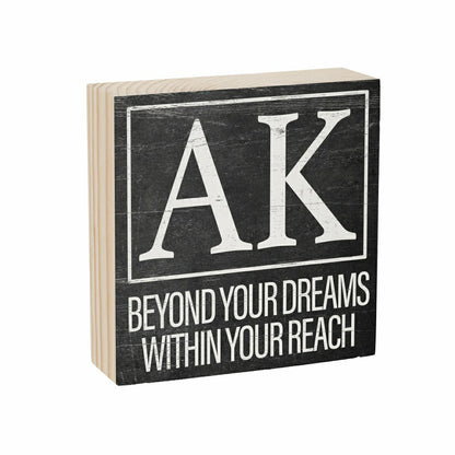 State Alaska Sign Wood Block,6"x6" | Plow & Hearth