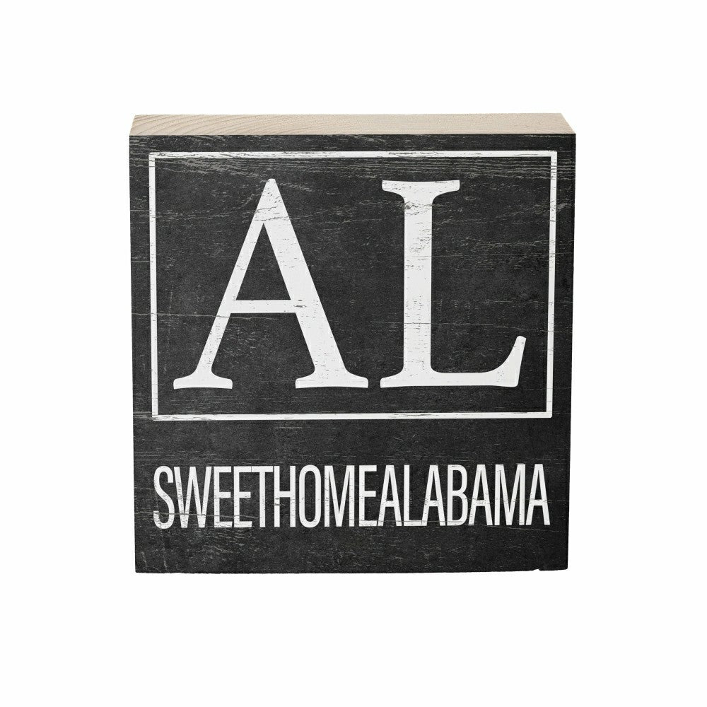 State Alabama Sign Wood Block, 6"x6" | Plow & Hearth