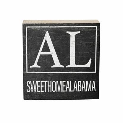 State Alabama Sign Wood Block, 6"x6" | Plow & Hearth