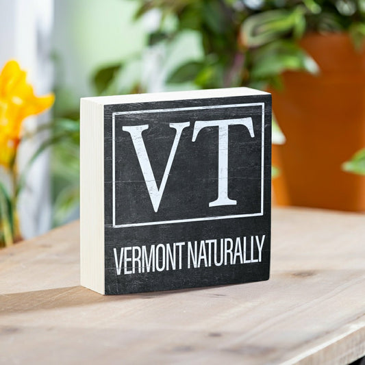 State Sign Wood Block Vermont 6"x6" | Plow & Hearth