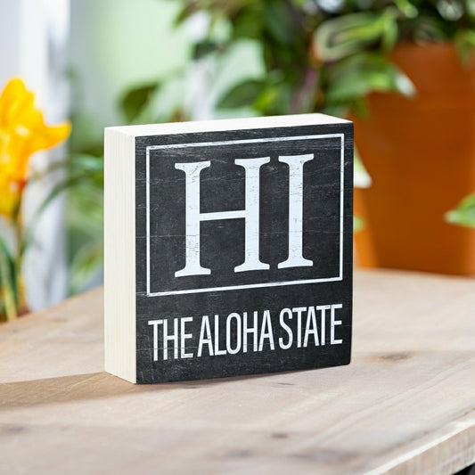 State Sign Wood Block Hawaii 6"x6" | Plow & Hearth