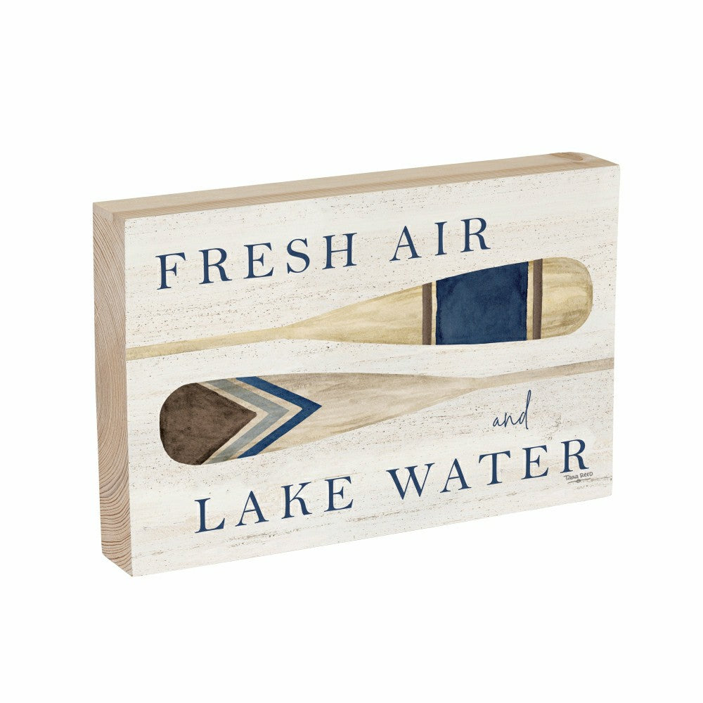 Lake Living Sign Wood Block Fresh Air 12"L x 8"H | Plow & Hearth