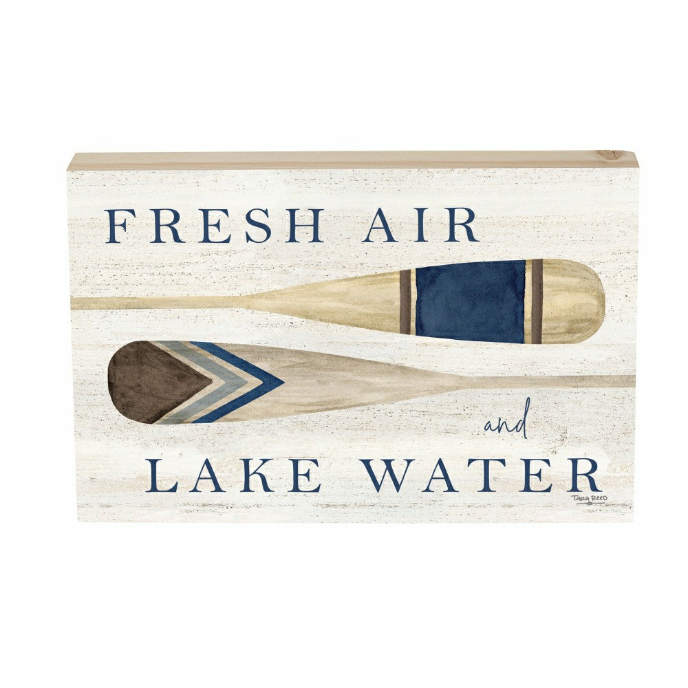 Lake Living Sign Wood Block Fresh Air 12"L x 8"H | Plow & Hearth