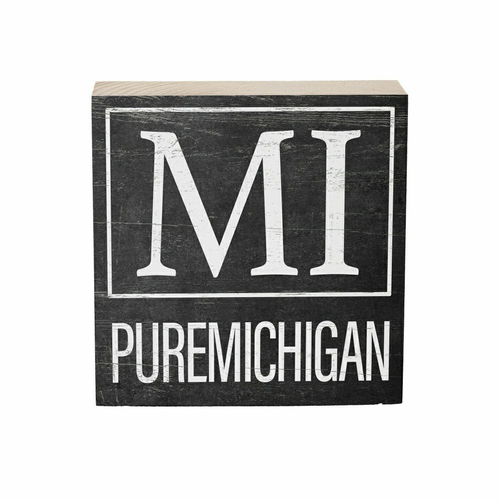 State Sign Wood Block Michigan 6"x6" | Plow & Hearth