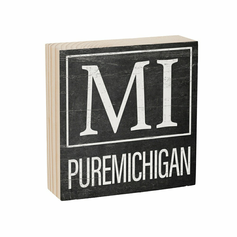 State Sign Wood Block Michigan 6"x6" | Plow & Hearth