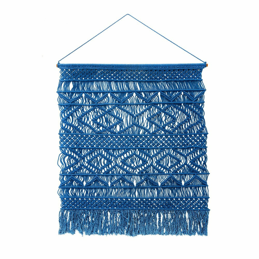 Large Macramé Wall Hanging, Navy | Plow & Hearth